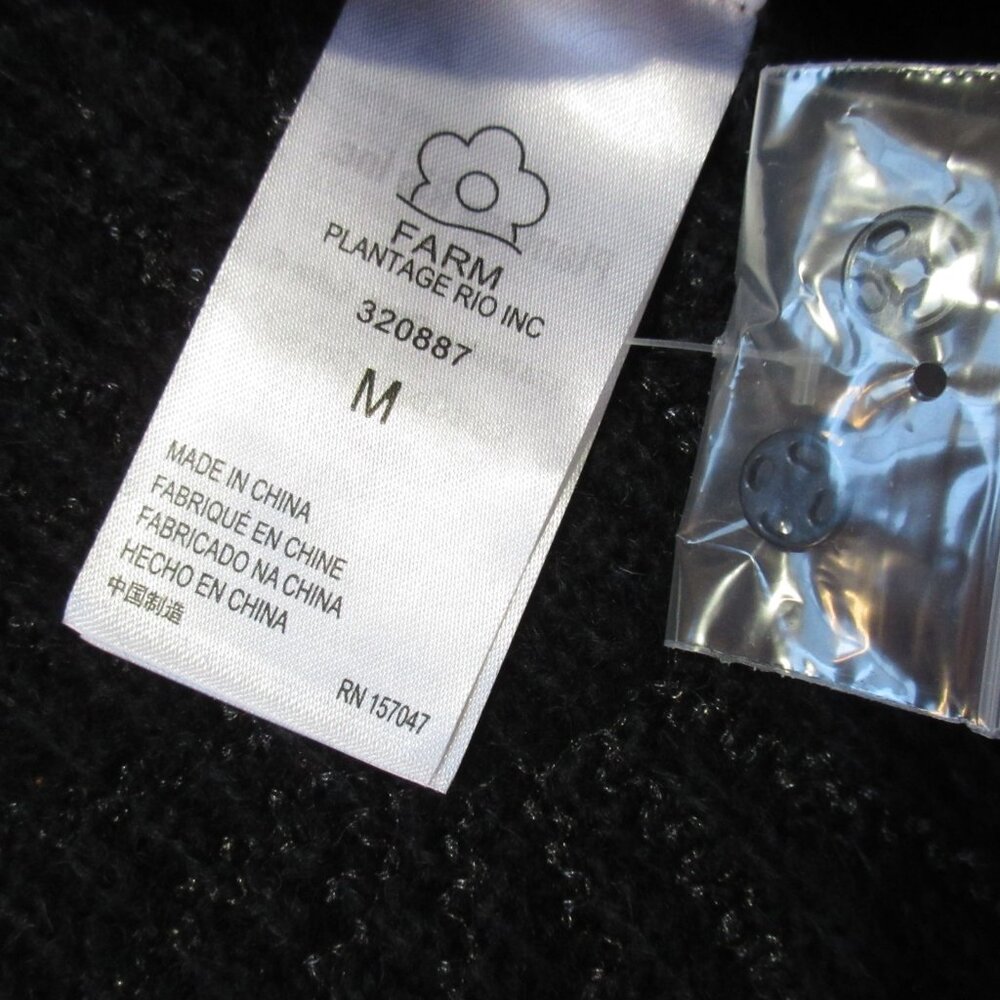 NWT Farm Rio Sun Sequin Cardigan in Sunny Mood Black Belted Long Knit Sweater M - Picture 5 of 8